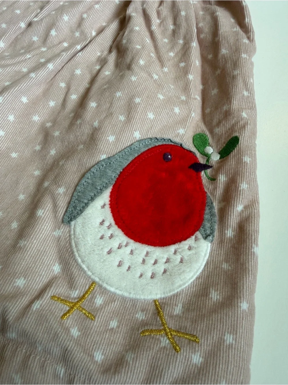 Baby Boden Robin Appliqué Jumper Dress